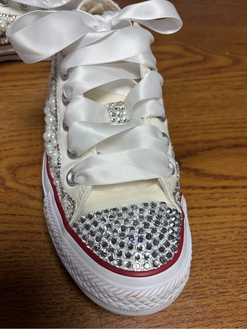 Converse All Star custom pearl bling sneakers 7